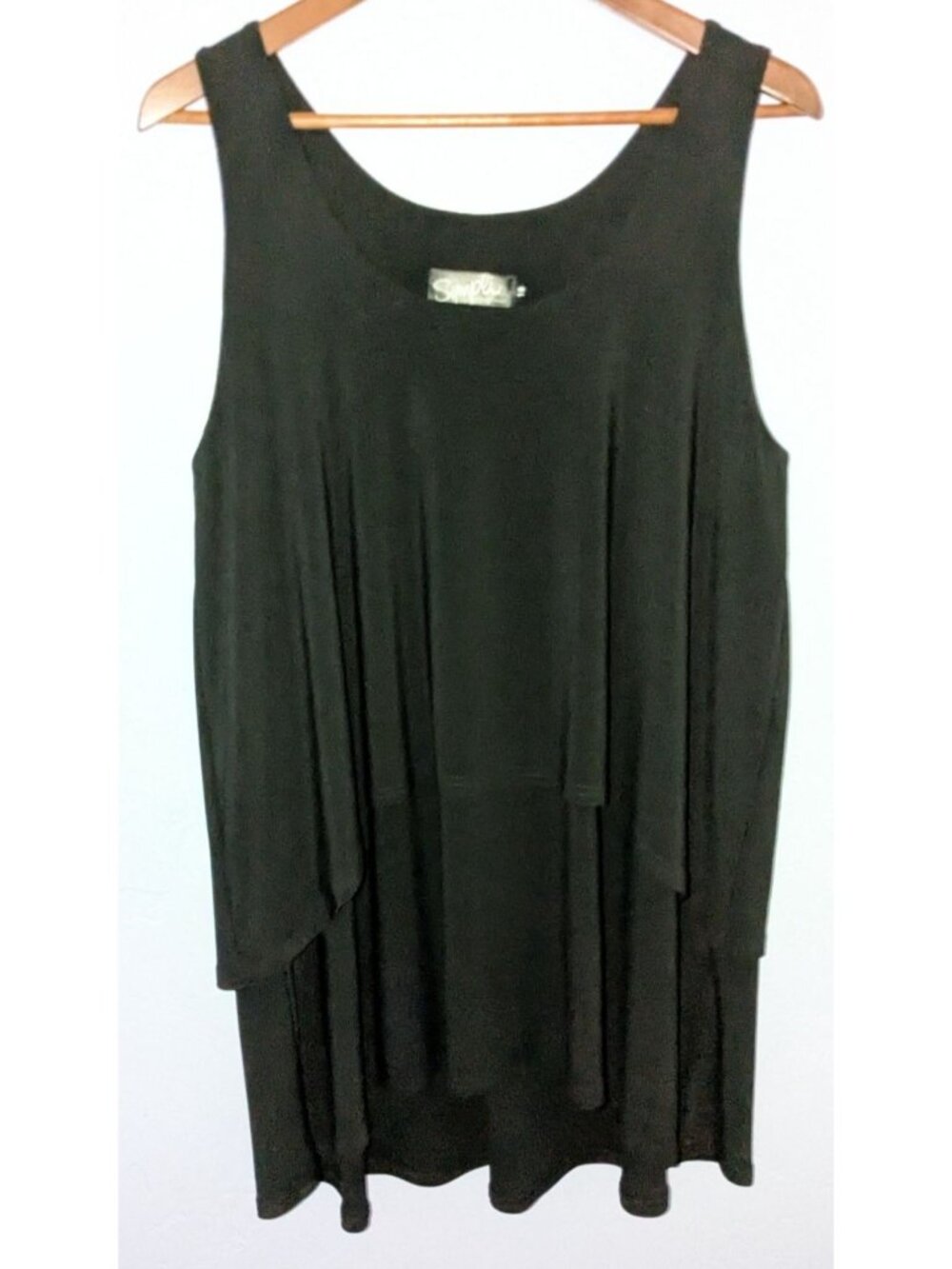 Sympli Womens Tiered Black Relaxed Fit Tank Top Sz 18 Polyester/Spandex - Picture 7 of 8